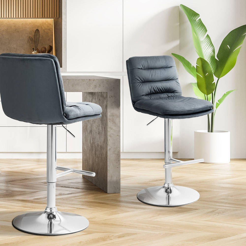 Tabouret de bar damar velours chromé