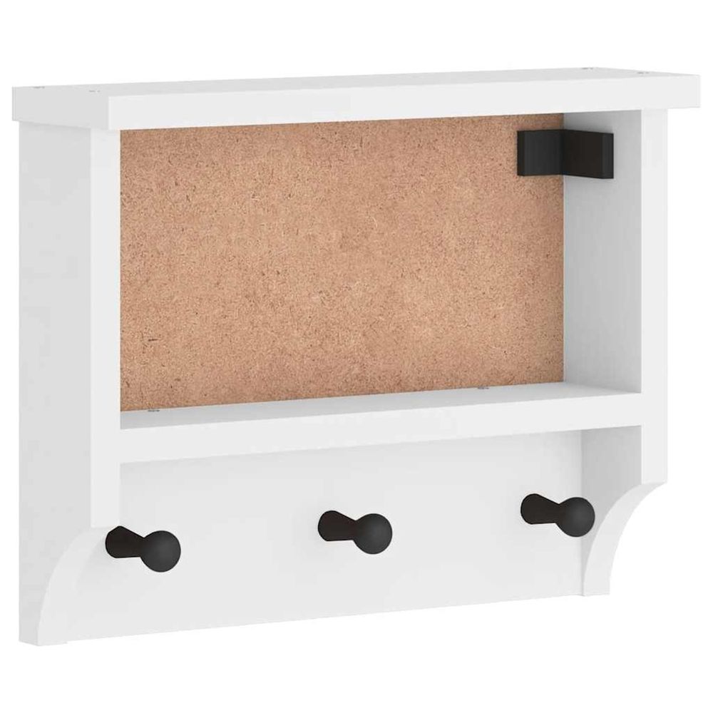 Porte-manteau mural sandnes blanc 45x12x35 cm bois massif pin