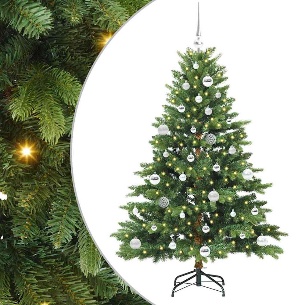 Sapin de noël artificiel avec 150 led vert 150 cm pe et pvc