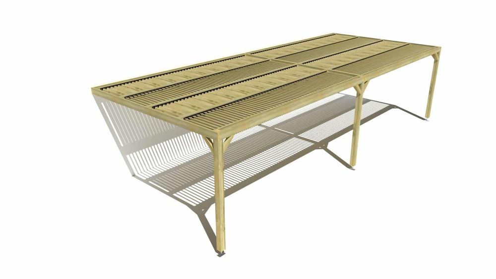 Pergola bois • 10m x 4m • adossée • sens largeur • lames orientables bioclimatiques incluses • livraison comprise
