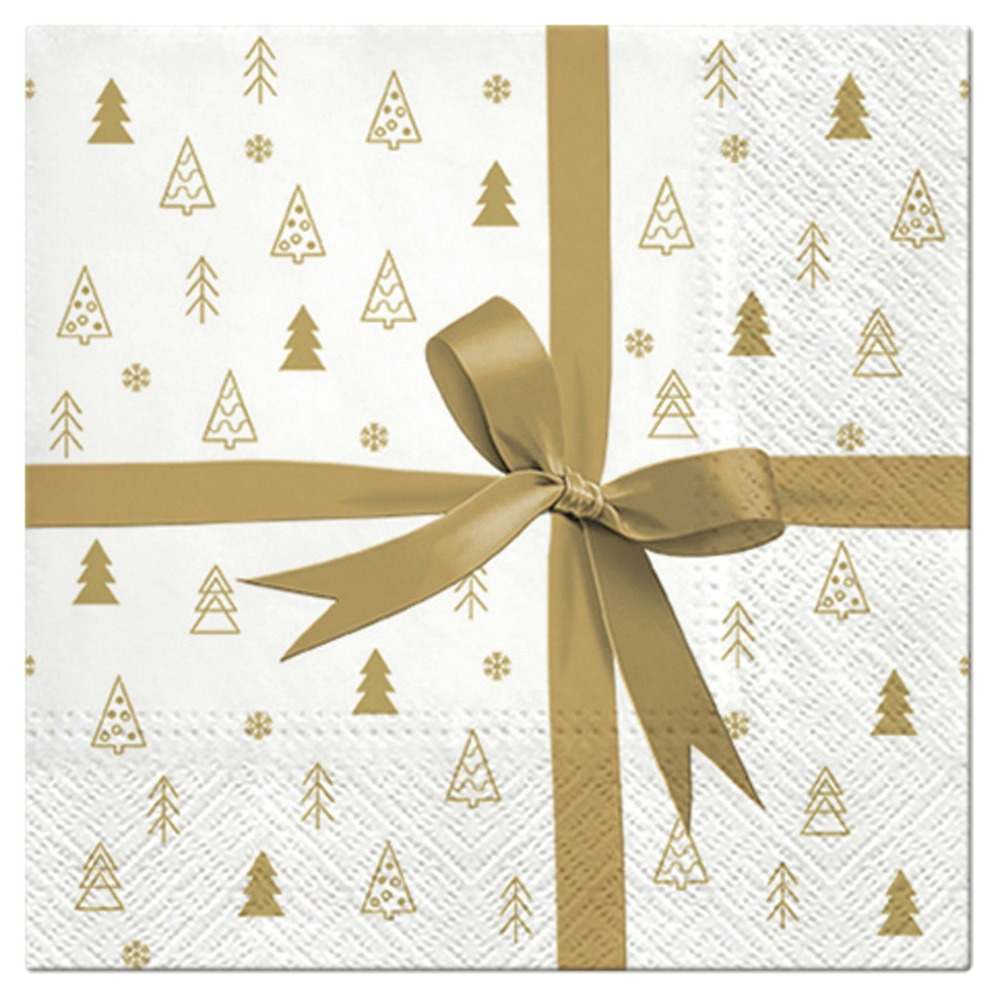 Lot de 20 serviettes en papier cadeaux dore
