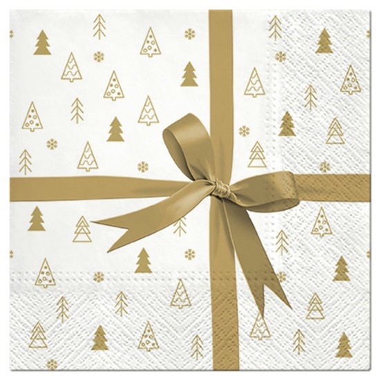 Lot de 20 serviettes en papier cadeaux dore