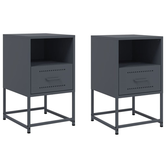 Tables de chevet 2 pcs anthracite 36x39x60,5 cm acier
