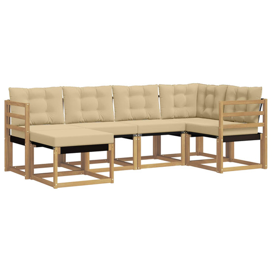 Ensemble de canapés d'extérieur 6 pcs blanc et beige