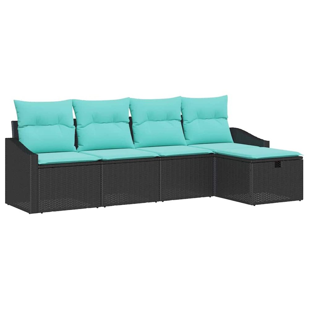 Ensemble de canapés avec coussin avec stockage noir polyrotin