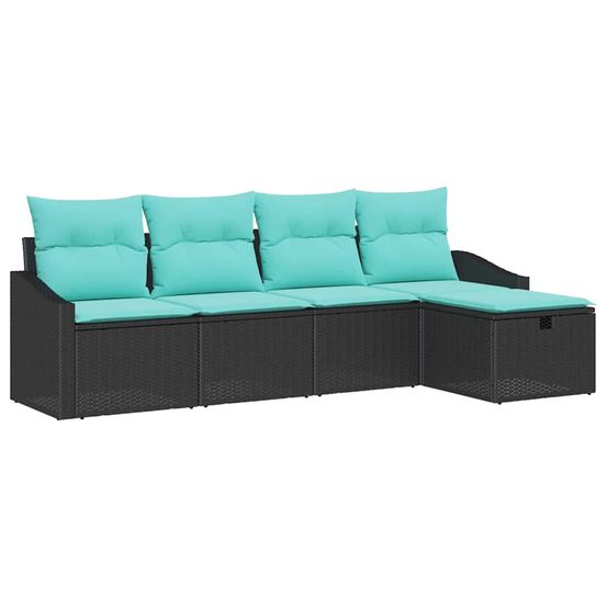 Ensemble de canapés avec coussin avec stockage noir polyrotin