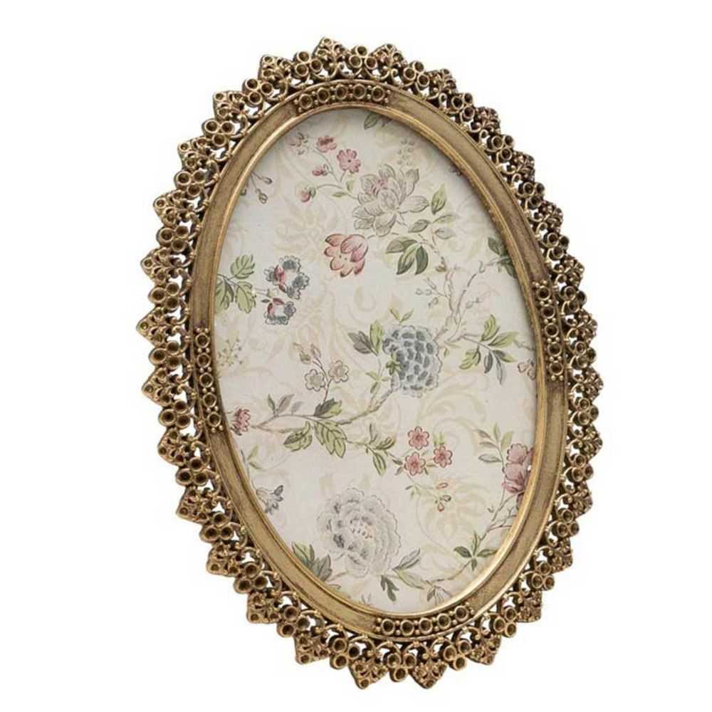 Cadre photo doré ovale à poser 16x12cm