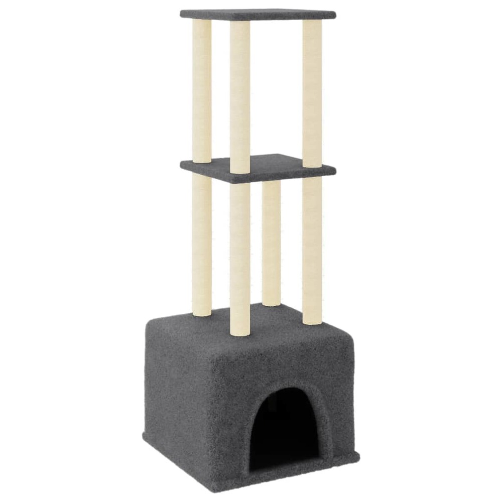 Arbre à chat meuble tour grimper jouet grattage grattoir escalade plateforme avec griffoirs en sisal foncé 133,5 cm gris 02_0