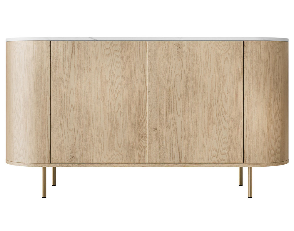 Sansa - buffet bas 139 cm - 2 portes et 1 étagère - plateau effet marbre