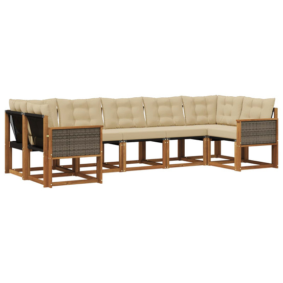 Ensemble de canapés d'extérieur 7 pcs naturel et beige