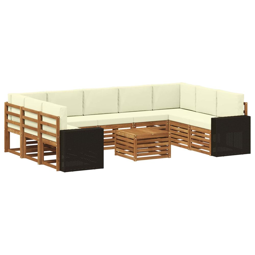 Ensemble de canapés d'extérieur 10 pc naturel et crème