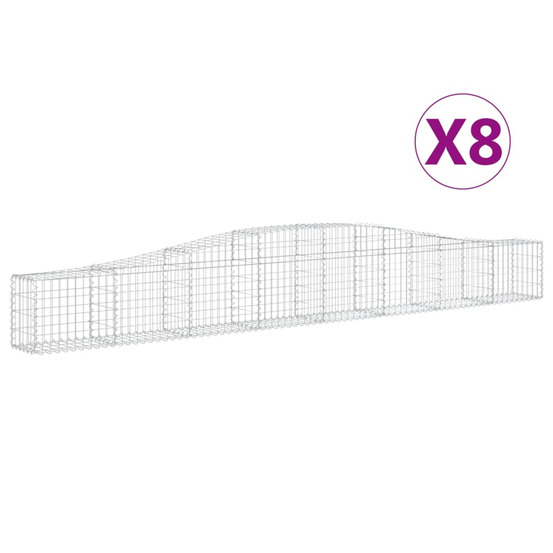 Paniers à gabions arqués 8 pcs 400x30x40/60 cm fer galvanisé