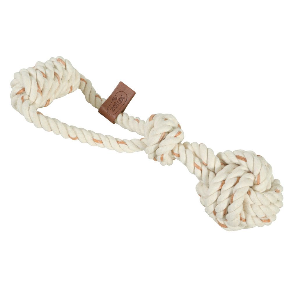 Jouet a noeud leather touch corde et cuir pour chien 28 cm - zolux