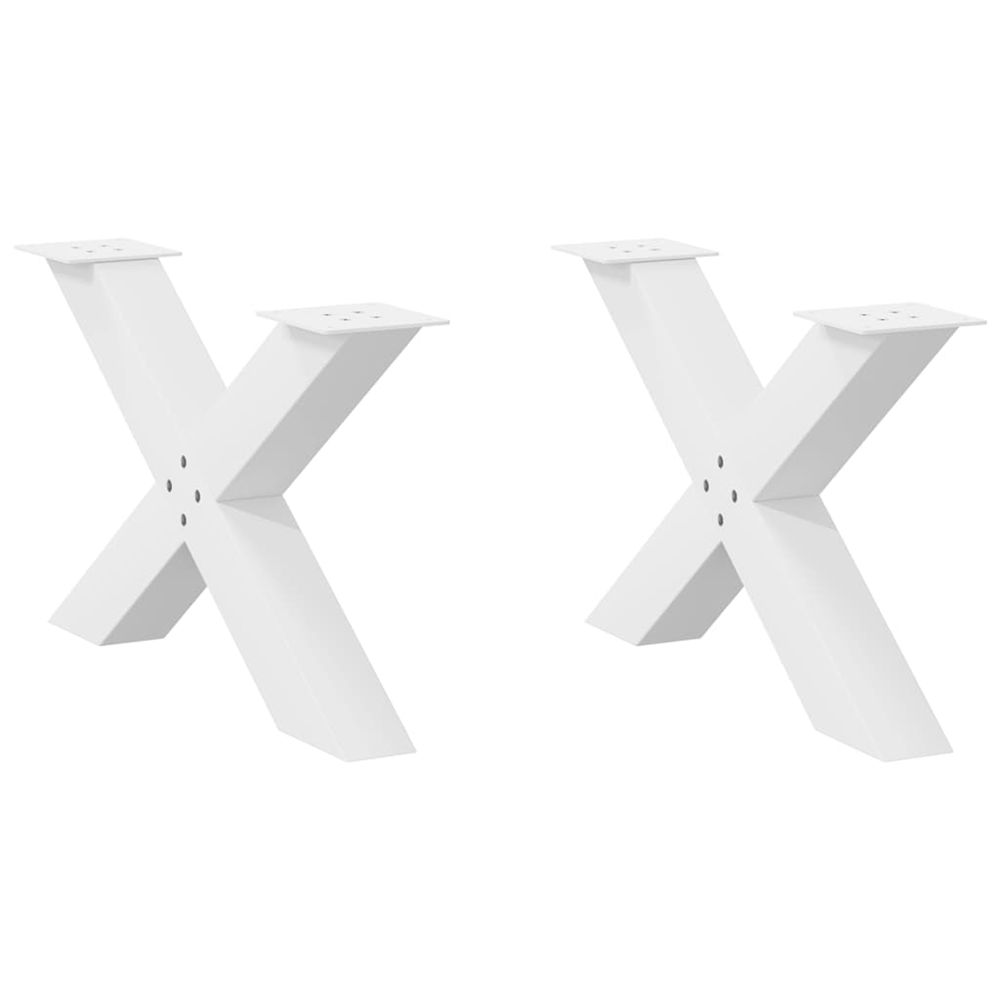 Pieds de table basse en forme de x, 2 pièces, blanc, 70 x (42-43) cm, acier