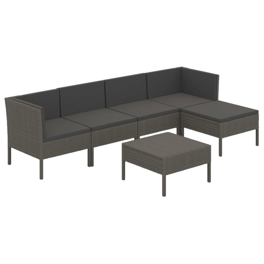 Salon de jardin 6 pcs avec coussins résine tressée gris