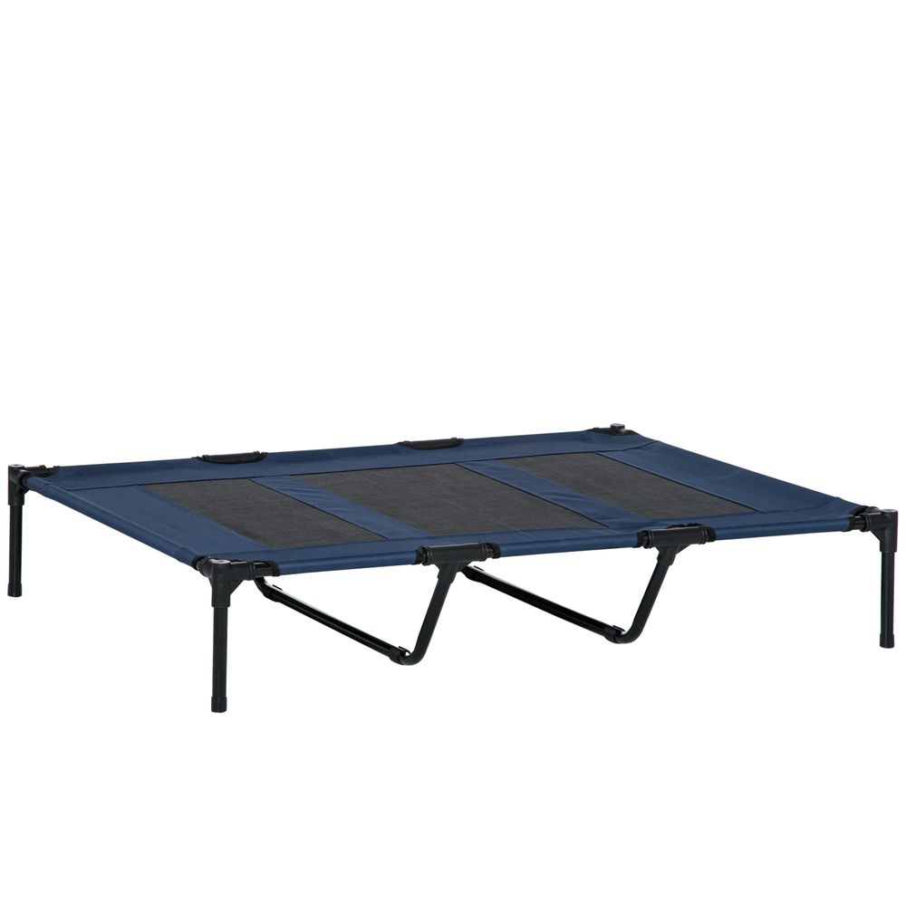 Lit sur pieds xxl pour chien chat lit de camp animal lit surélevé oxford textilène micro-perforé dim. 122l x 92l x 23h cm bleu