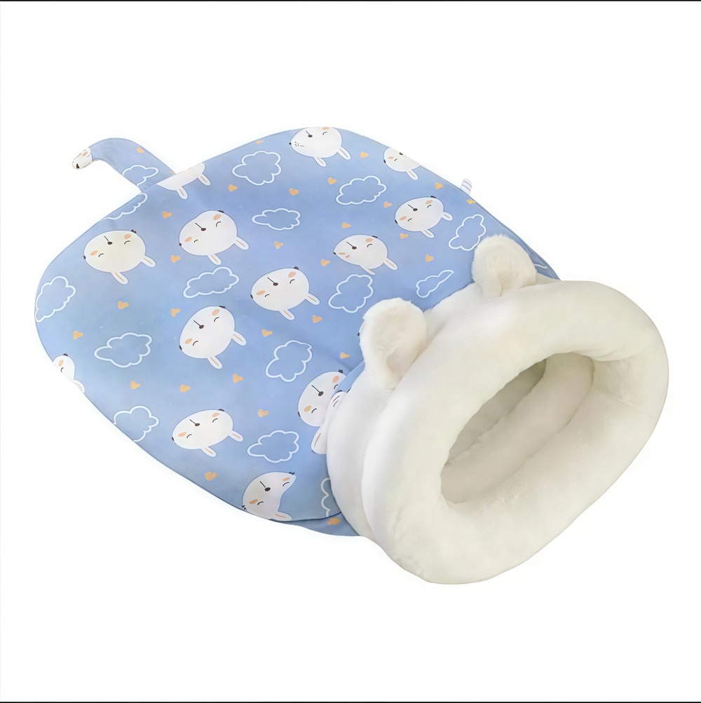 Sac de couchage pour chat: nid semi - fermé 360° chaud doux en peluche
