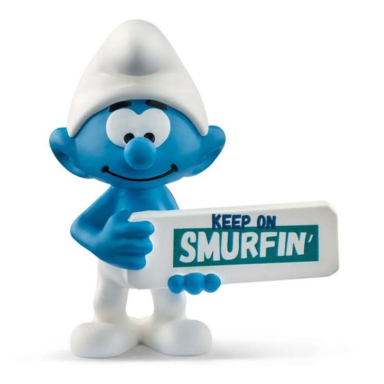 Figurine schtroumpf avec panneau smurfin’