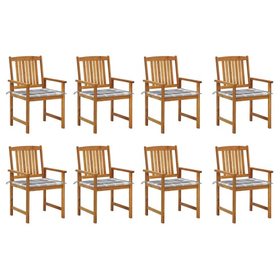 Chaises de jardin avec coussins lot de 8 bois d'acacia solide