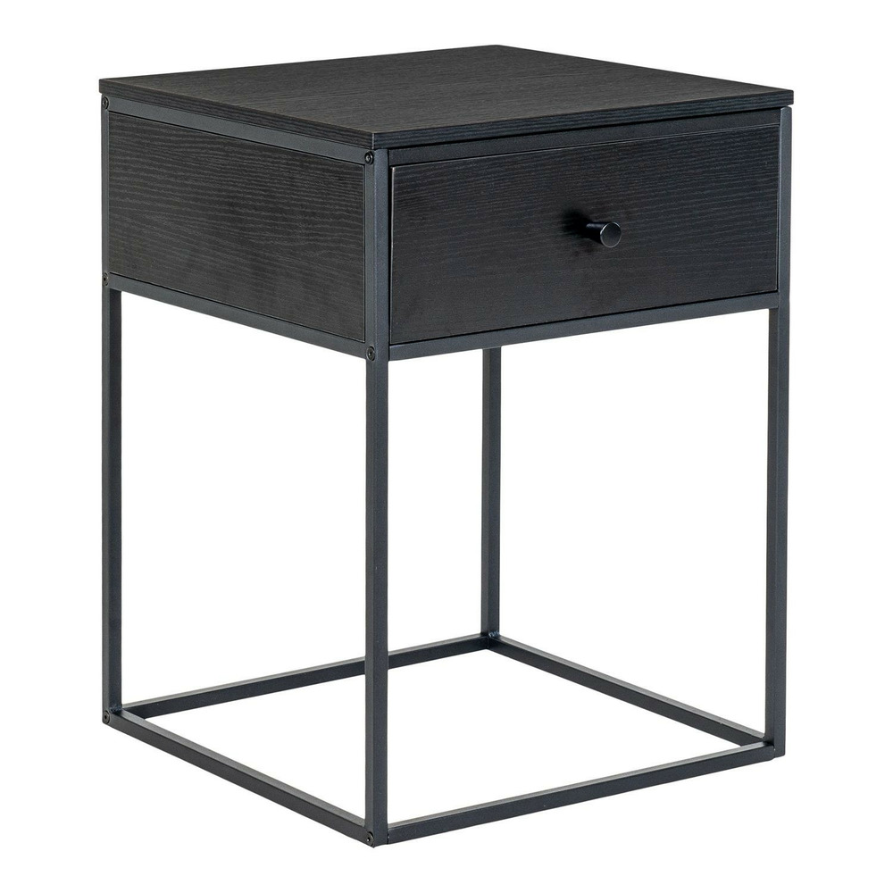Table d'appoint avec tiroir noir 40 x 40 x 55 cm
