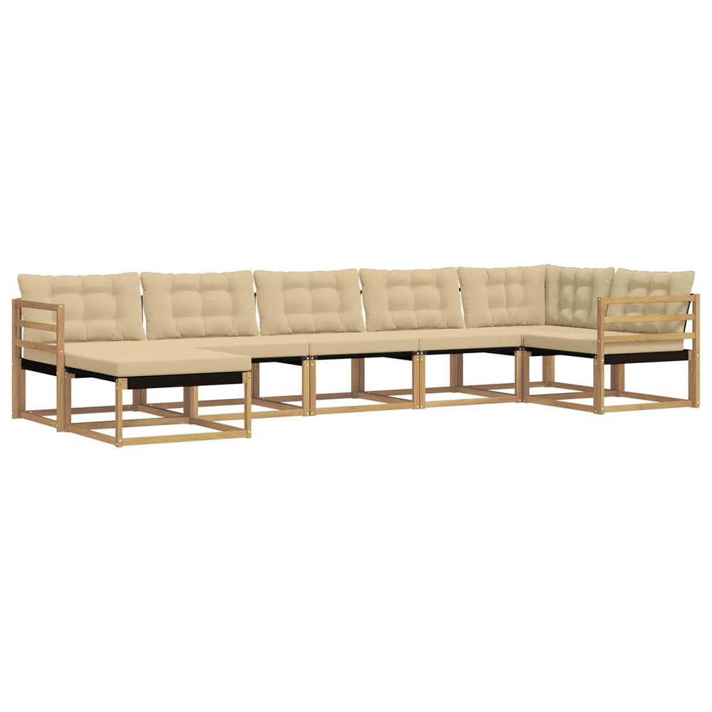 Ensemble de canapés d'extérieur 7 pcs blanc et beige