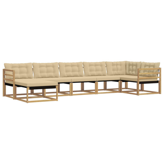 Ensemble de canapés d'extérieur 7 pcs blanc et beige
