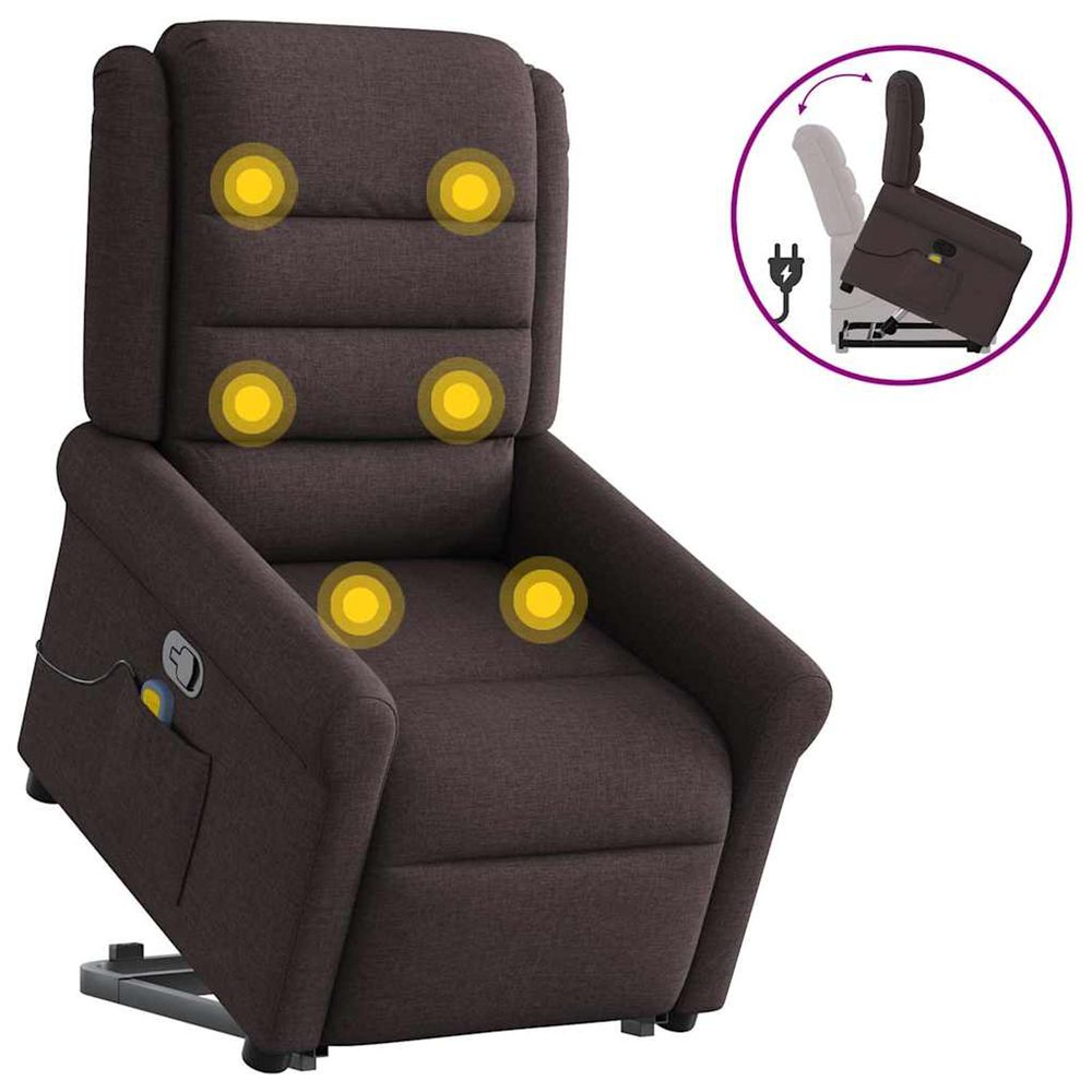 Fauteuil inclinable de massage marron foncé tissu