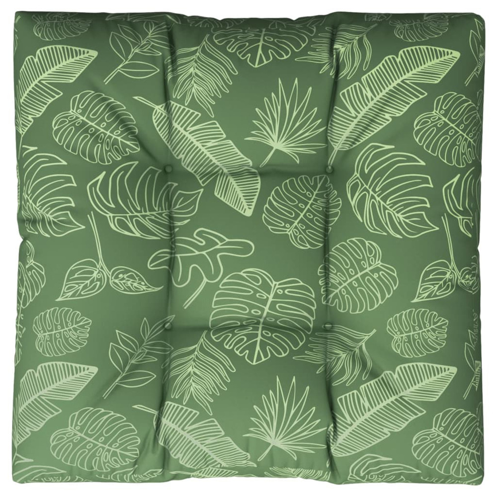 Coussin de palette motif de feuilles 70x70x12 cm tissu
