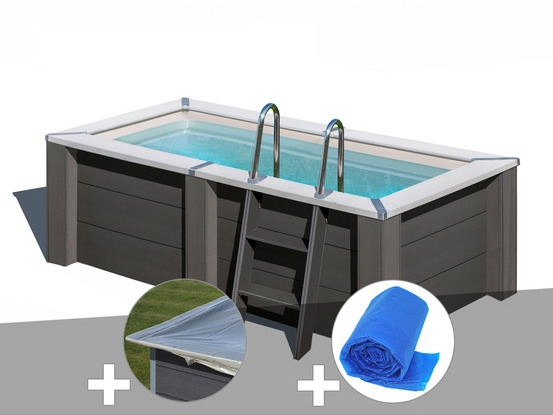 Kit piscine composite avant-garde carrée 3,15 x 1,75 x 0,96 m + bâche hiver + b
