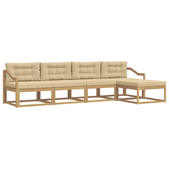 Ensemble de canapés d'extérieur 4 pcs blanc et beige polyester
