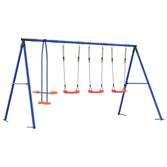 Ensemble de balançoires d'extérieur multicolore acier et pe
