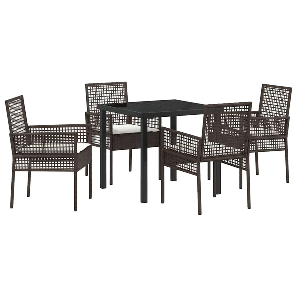 Ensemble de salle à manger pour jardin 5 pcs marron poly rotin