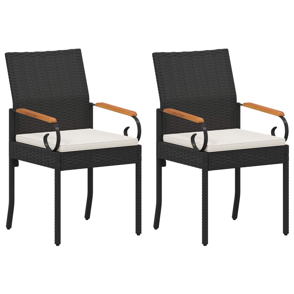 Chaises de jardin 2 pc noir et blanc crème