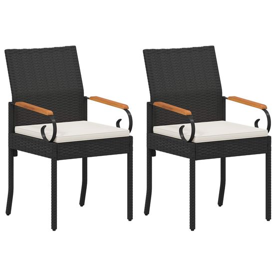Chaises de jardin 2 pc noir et blanc crème