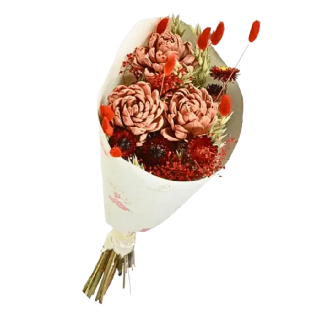 Bouquet de fleurs séchées orange 50 cm