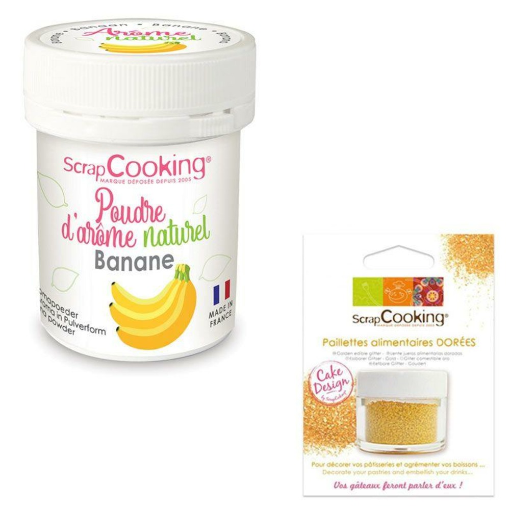 Arôme alimentaire naturel en poudre banane + paillettes dorées