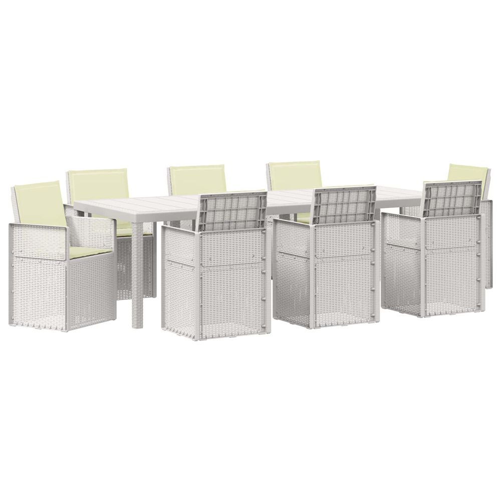 Ensemble de salle à manger pour jardin 9 pc blanc et crème pp