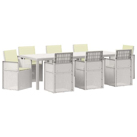 Ensemble de salle à manger pour jardin 9 pc blanc et crème pp
