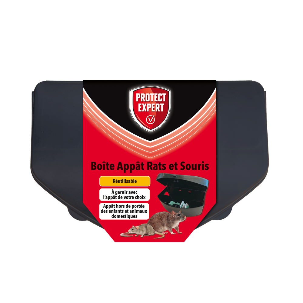 Protect expert boîte appât rats & souris - sécurisée avec clé - réutilisable - résistante - tunnel double entrée