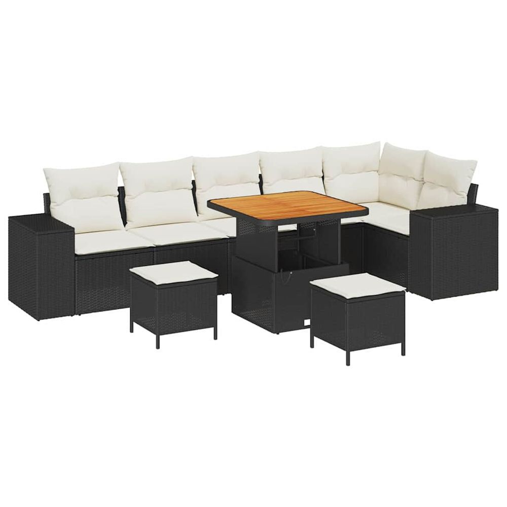 Ensemble de canapé de jardin 9 pc noir polyrotin