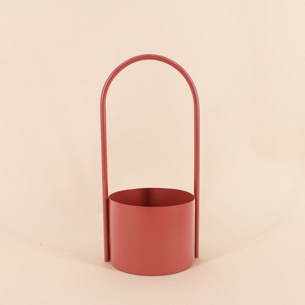 Cache pot en métal anse haute 13x30cm