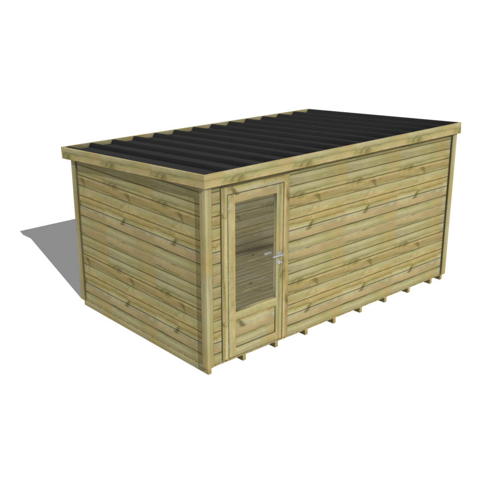Abri de jardin bois pin traité autoclave 27mm - essentiel - 4,34x2,64m / 11m2 - bac acier - plancher bois