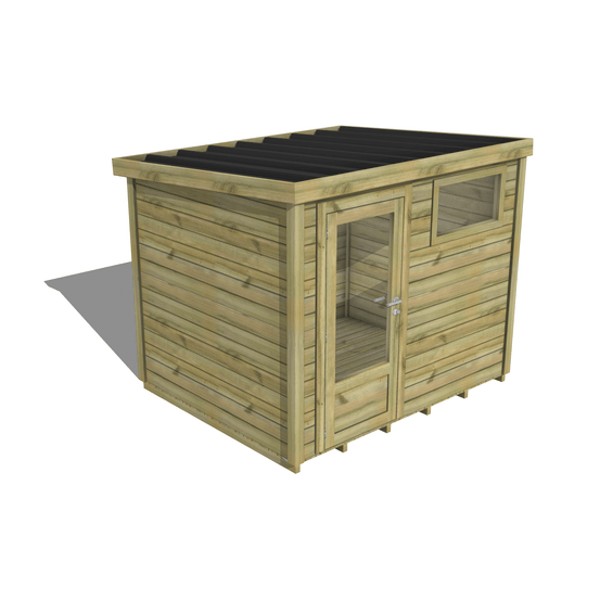 Abri de jardin bois pin traité autoclave 27mm - essentiel - 2,64x2,14m / 6m2 - bac acier - plancher bois