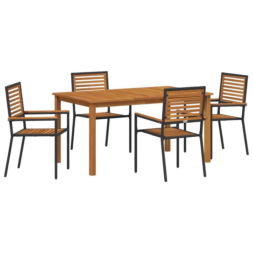 Ensemble de salle à manger pour jardin 5 pc noir