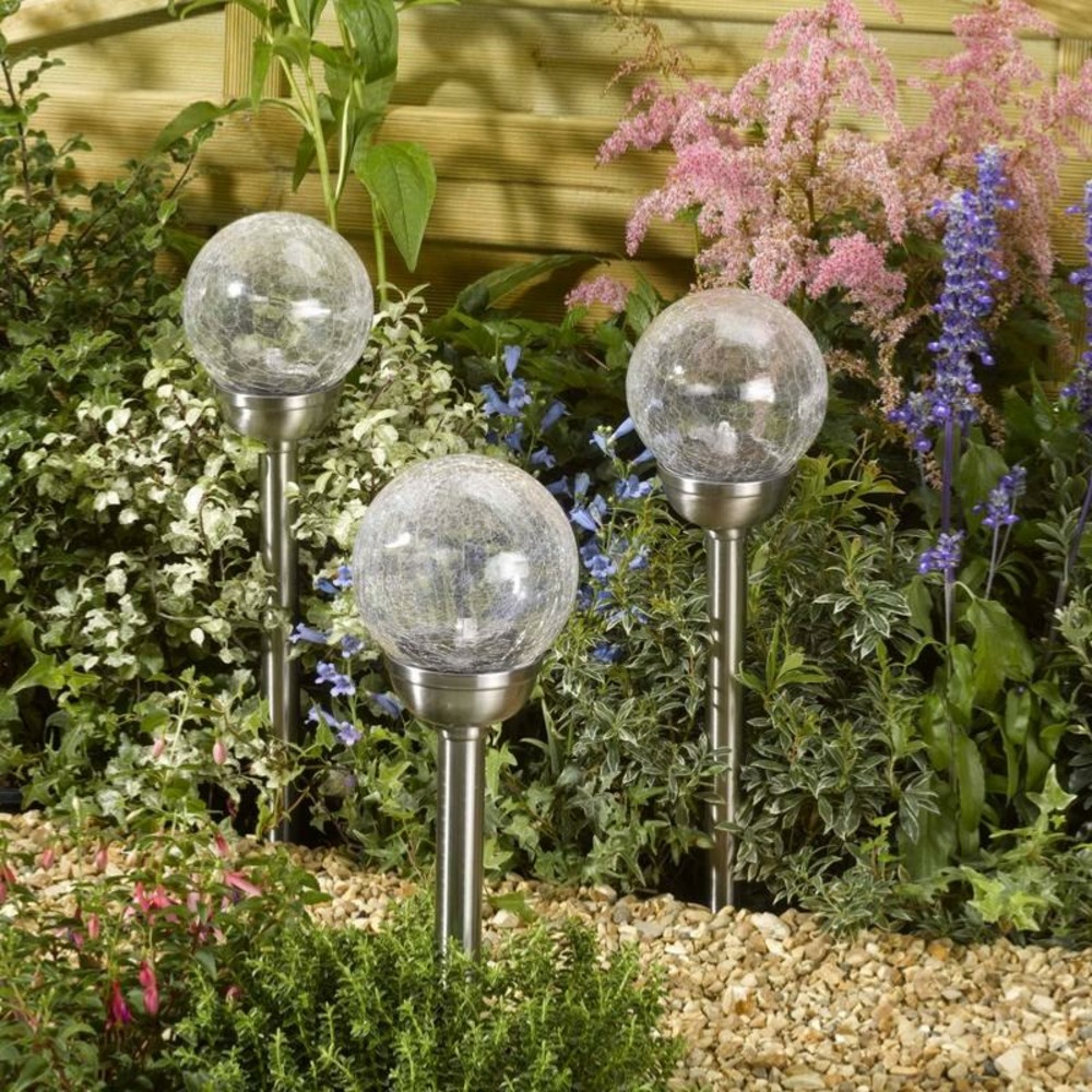 Balise solaire grand majestic globe 12 cm verre craquelé allumage couleur changeante ou blanc