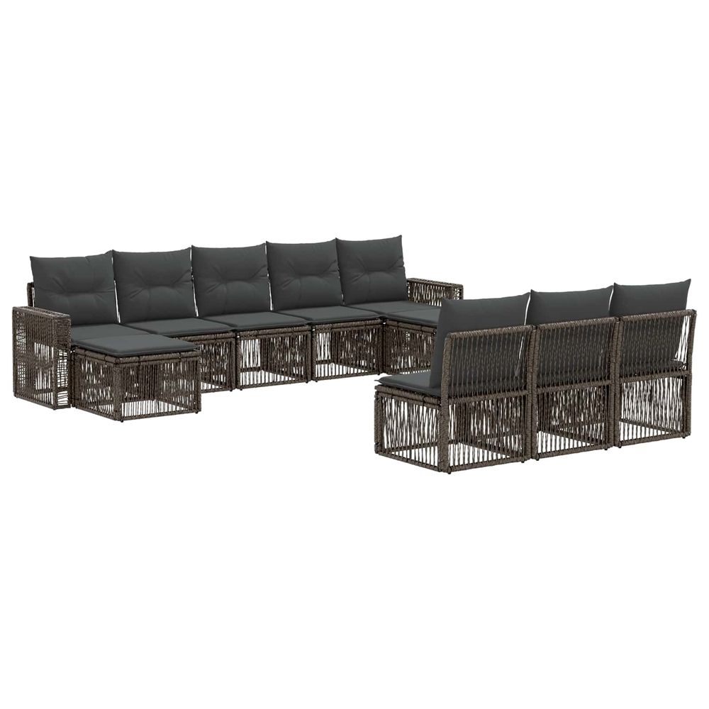 Ensemble de canapé de jardin 10 pc gris et gris foncé polyrotin