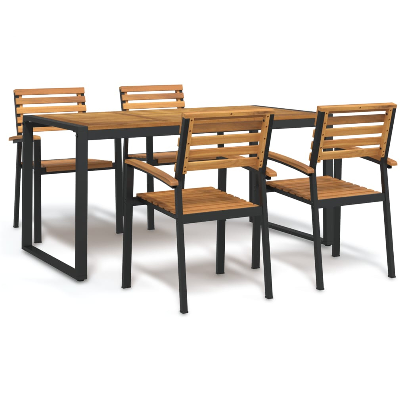 Ensemble à manger de jardin 5 pcs bois d'acacia massif et métal