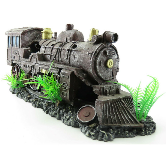 Locomotive rouge hektor. 35 x 10 x 15 cm. Décoration aquarium.