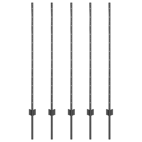 Poteau de clôture enchâssé 5 pièces gris 160 cm