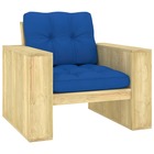 Chaise de jardin avec coussins bleu royal bois de pin imprégné